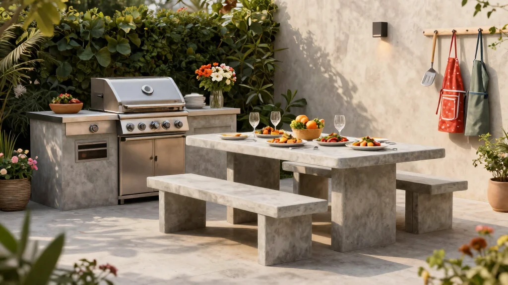 12 Concrete BBQ Bench Ideas For A Sturdy Stylish Surface Right Beside The Grill