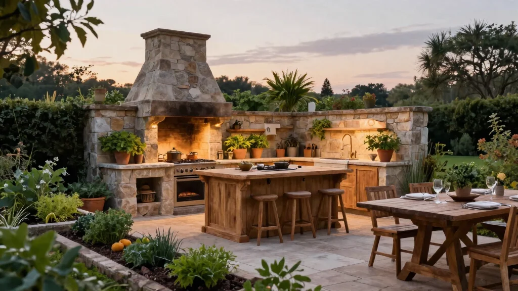 13 Outdoor Kitchen Ideas With A Fireplace For A Warm Inviting Year-Round Cooking Space
